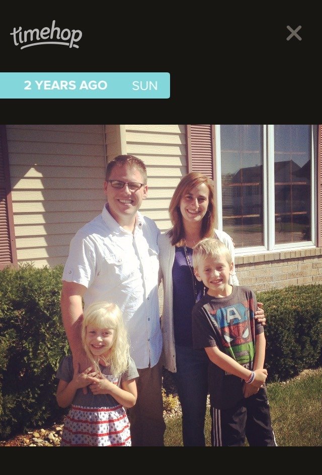 Timehop screenshot of a family two years ago