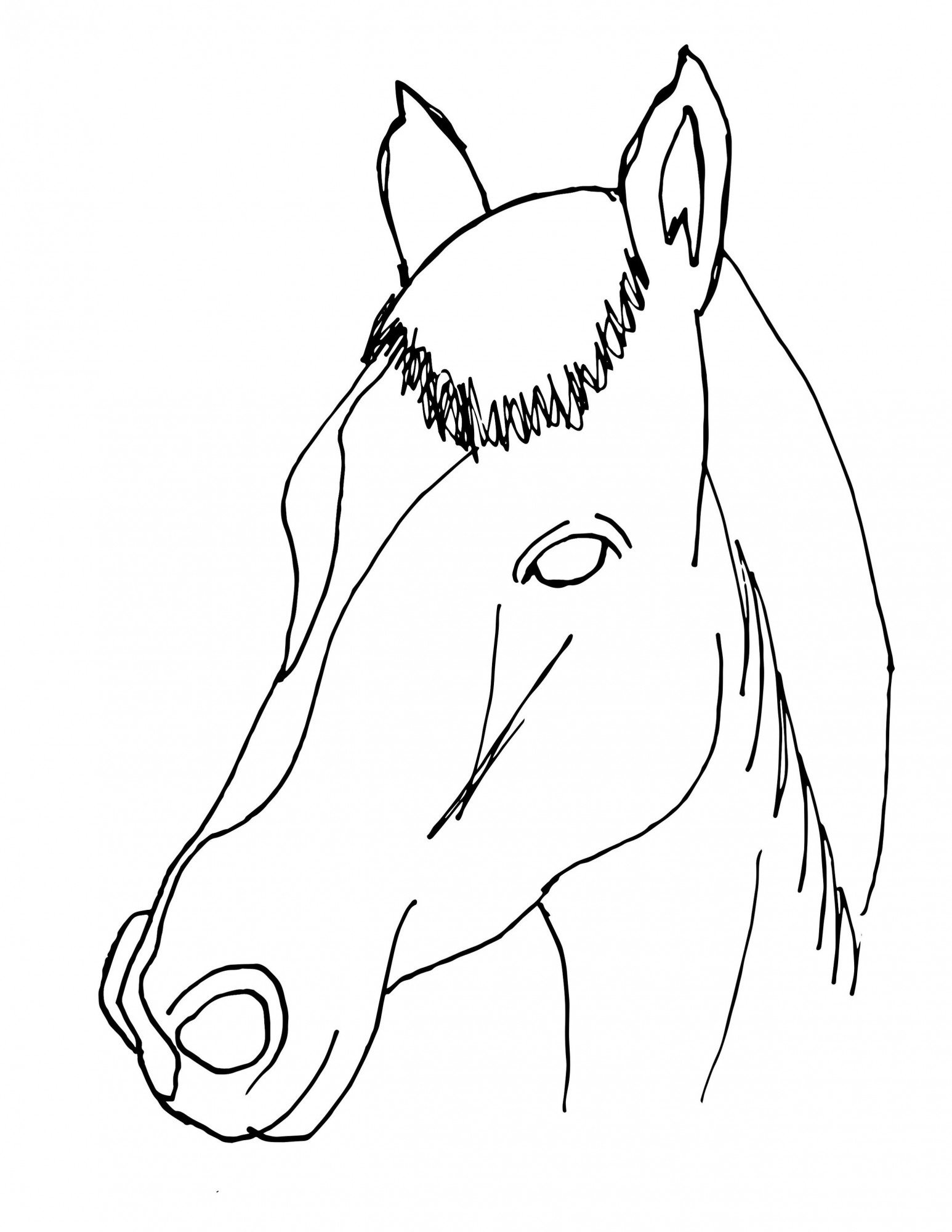 Horse "Bonnie" - black and white outline for coloring