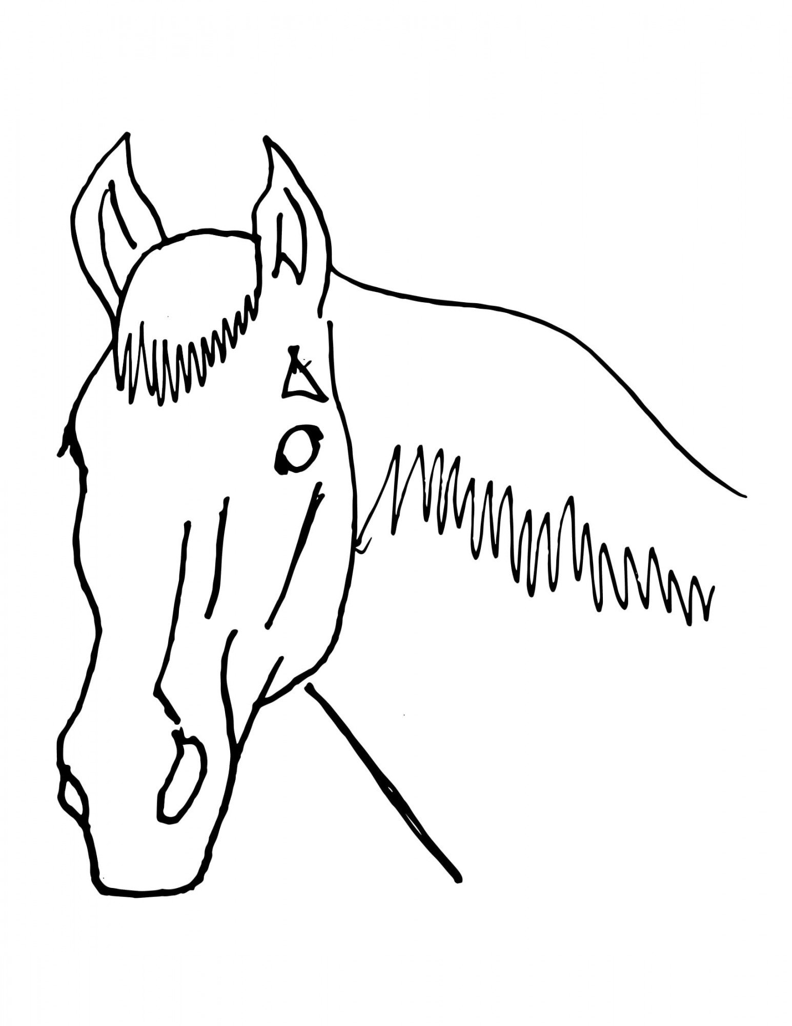 Horse "Brass" - black and white outline for coloring