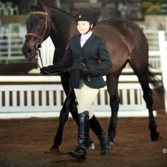 Horse Lexi shown in hand at competition