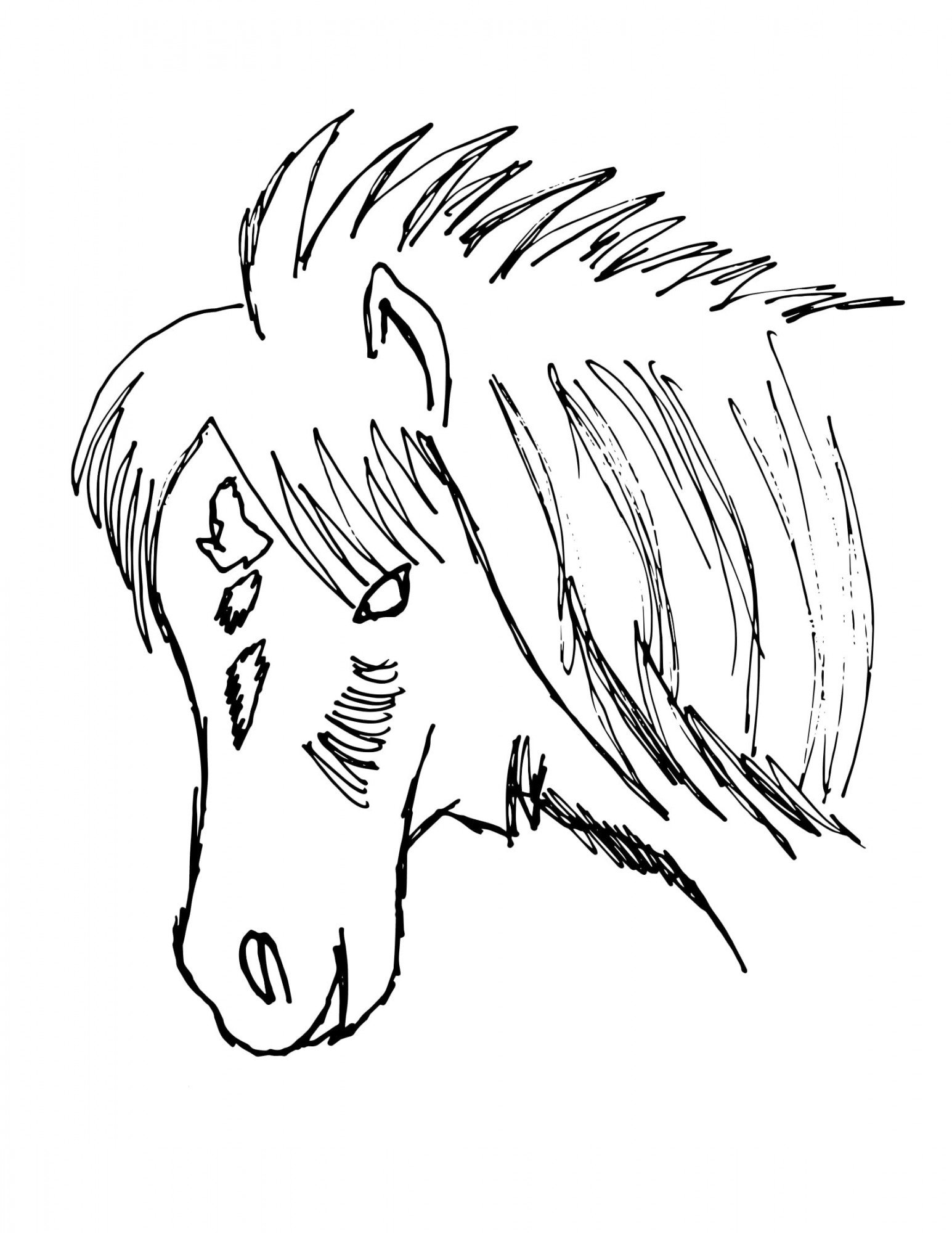Horse "Mocha" - black and white outline for coloring